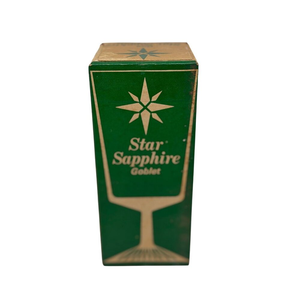 NEW Vintage Star Sapphire Goblet Glamorize Boxed Wine Glass Retro Starburst‎